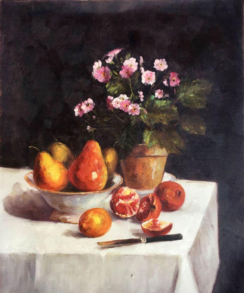 Still Life, Primroses, Pears and Promenates, 1873