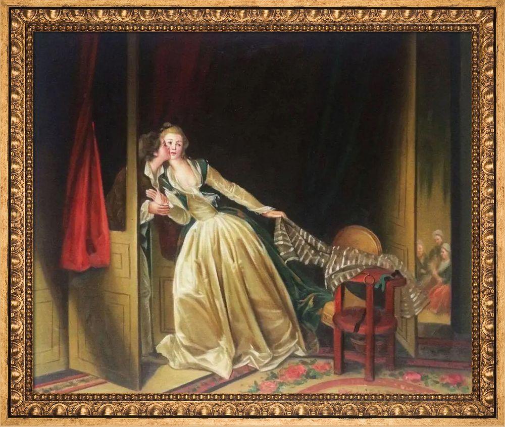 The Stolen Kiss, late 1780s Pre-framed - Versailles Gold Frame 20" X 24"