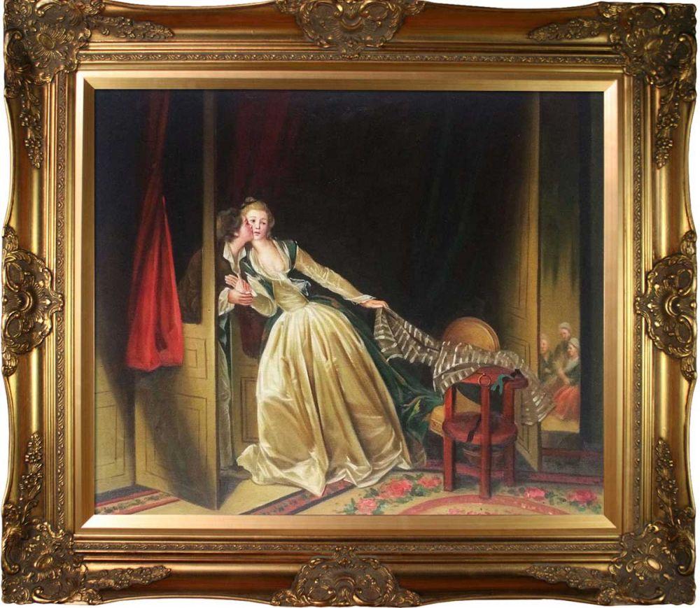The Stolen Kiss, late 1780s Pre-Framed - Victorian Gold Frame 20"X24"