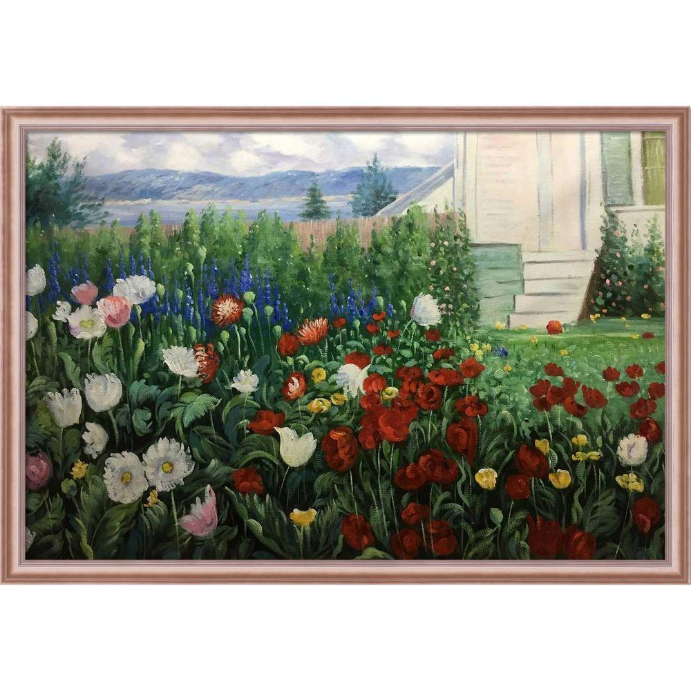 Flower Garden at Annisquam Pre-framed - Rose Gold Classico Frame 24" X 36"