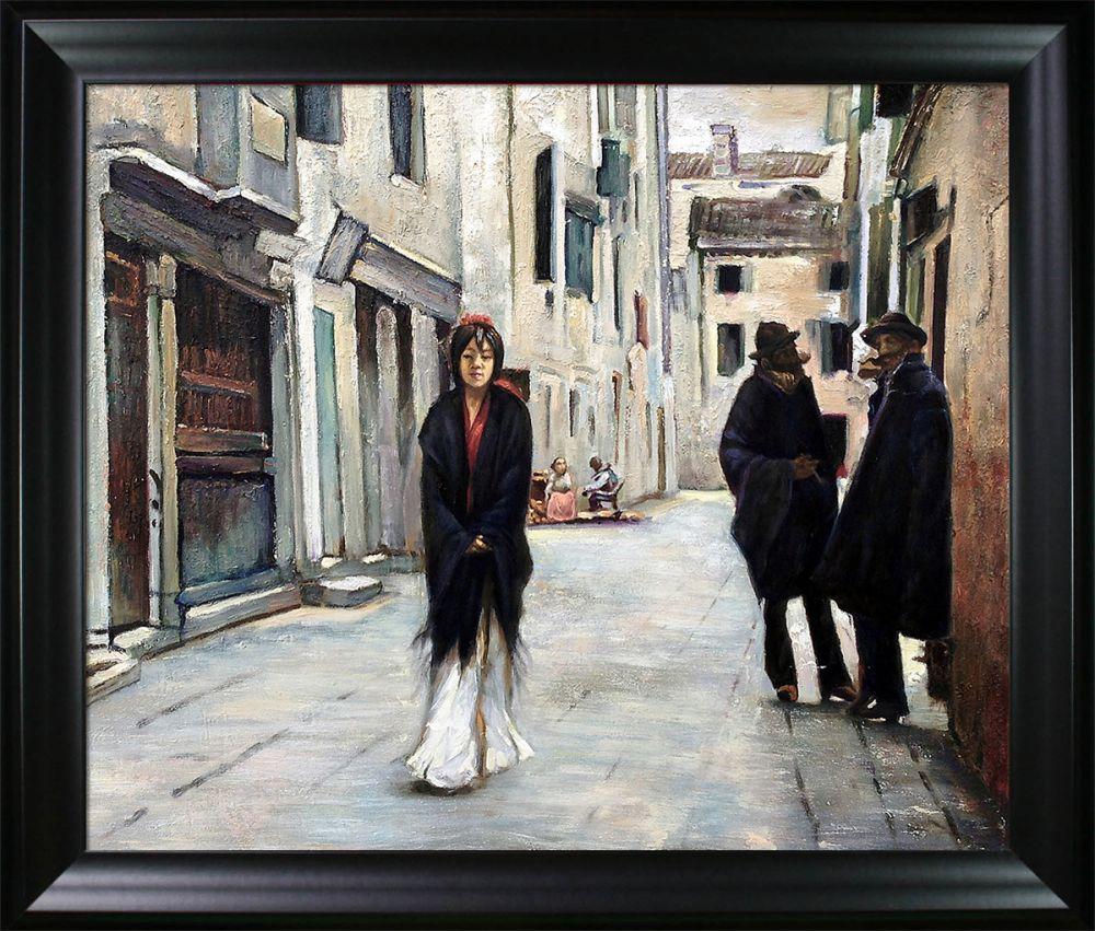 Street in Venice Pre-Framed - Black Matte Frame 20"X24"