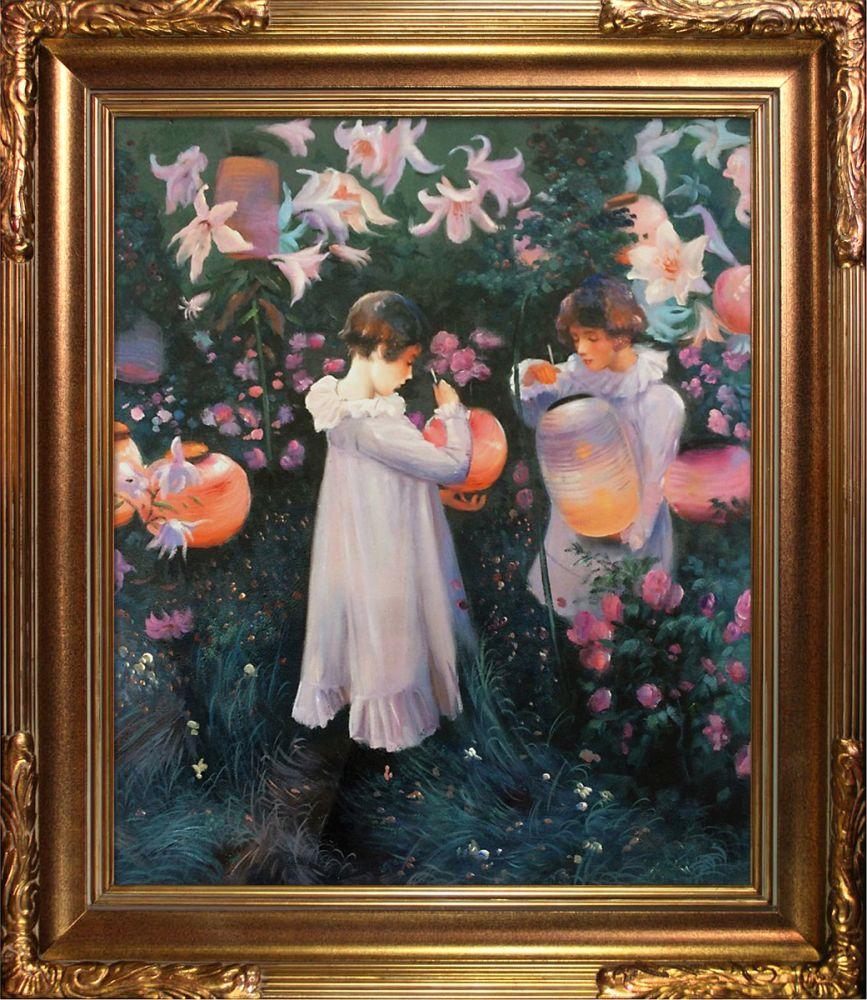 Carnation, Lily, Lily, Rose Pre-Framed - Florentine Gold Frame 20"X24"
