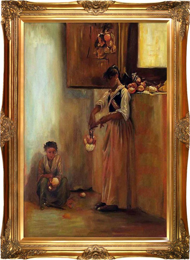 Stringing Onions Pre-Framed - Victorian Gold Frame 24"X36"
