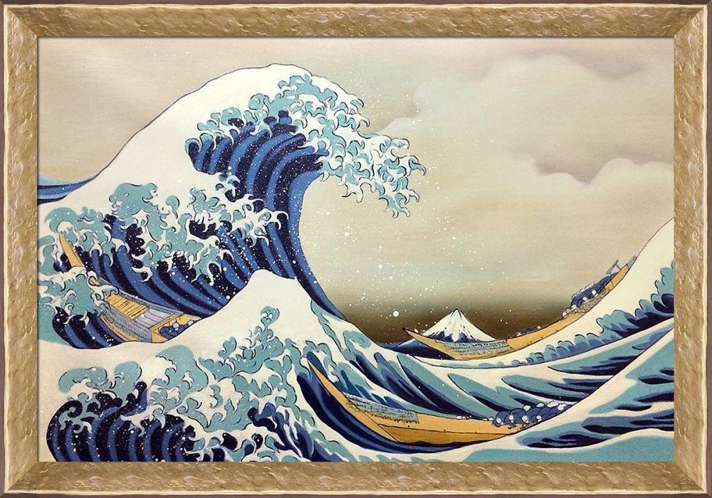 The Great Wave off Kanagawa Pre-Framed - Gold Luna Frame 24"X36"