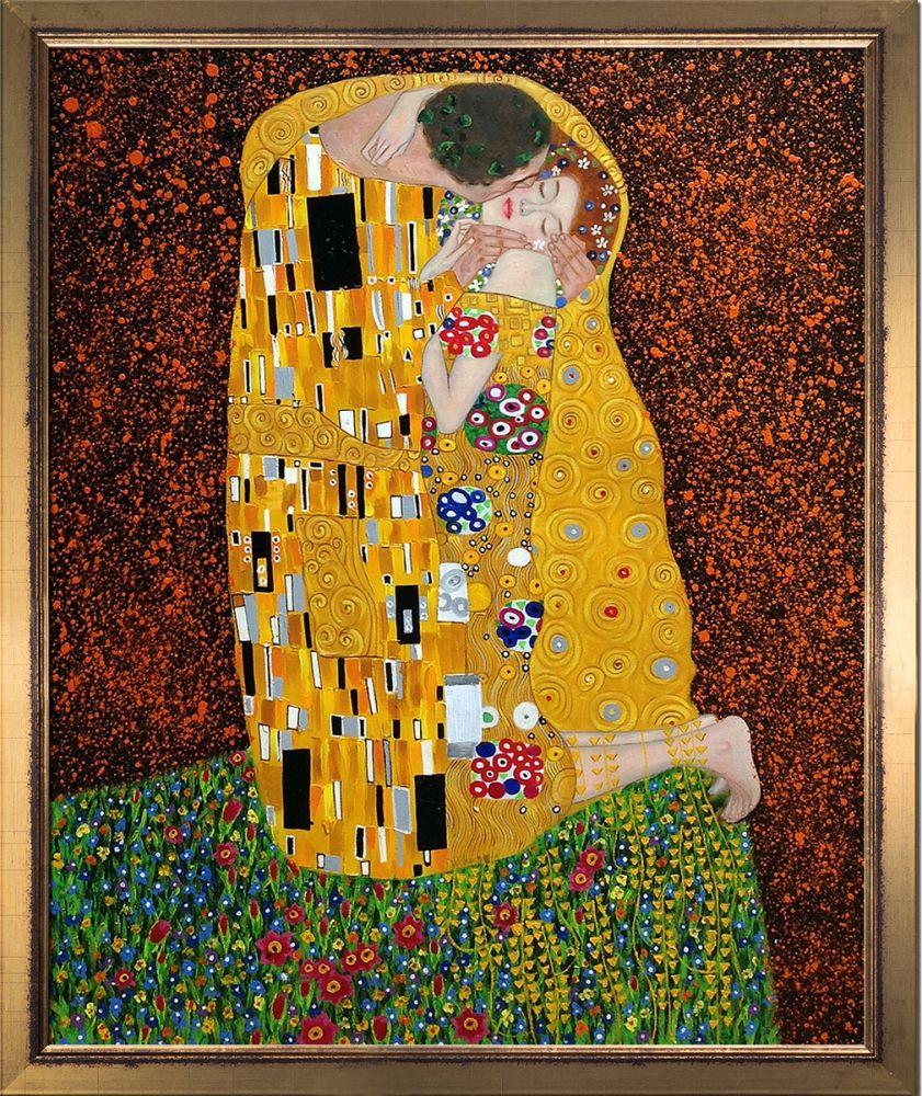 The Kiss (Full view) Pre-Framed - Burnished Gold Frame 20" X 24"