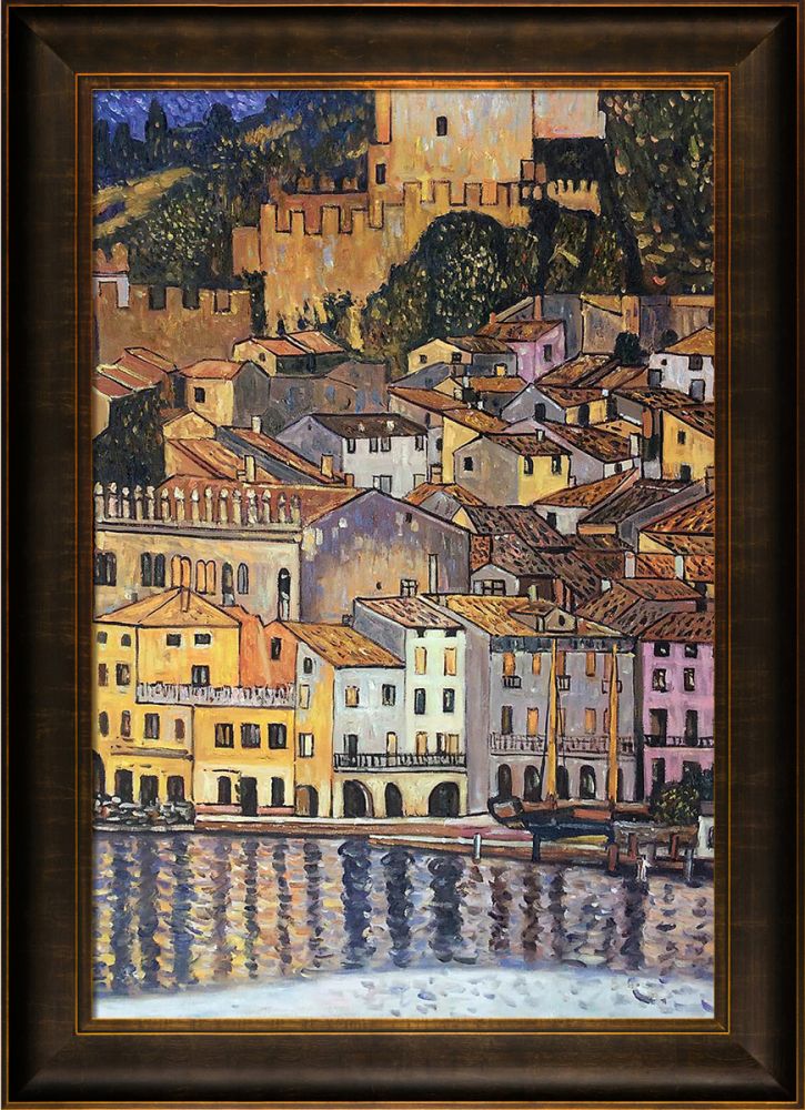 Malcesine on Lake Garda Pre-Framed - Veine D'Or Bronze Scoop Frame 24"X36"