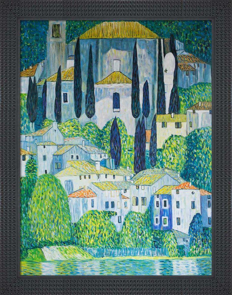 Church in Cassone (Landscape with Cypress) Pre-Framed - Java Bean Frame 30" X 40"