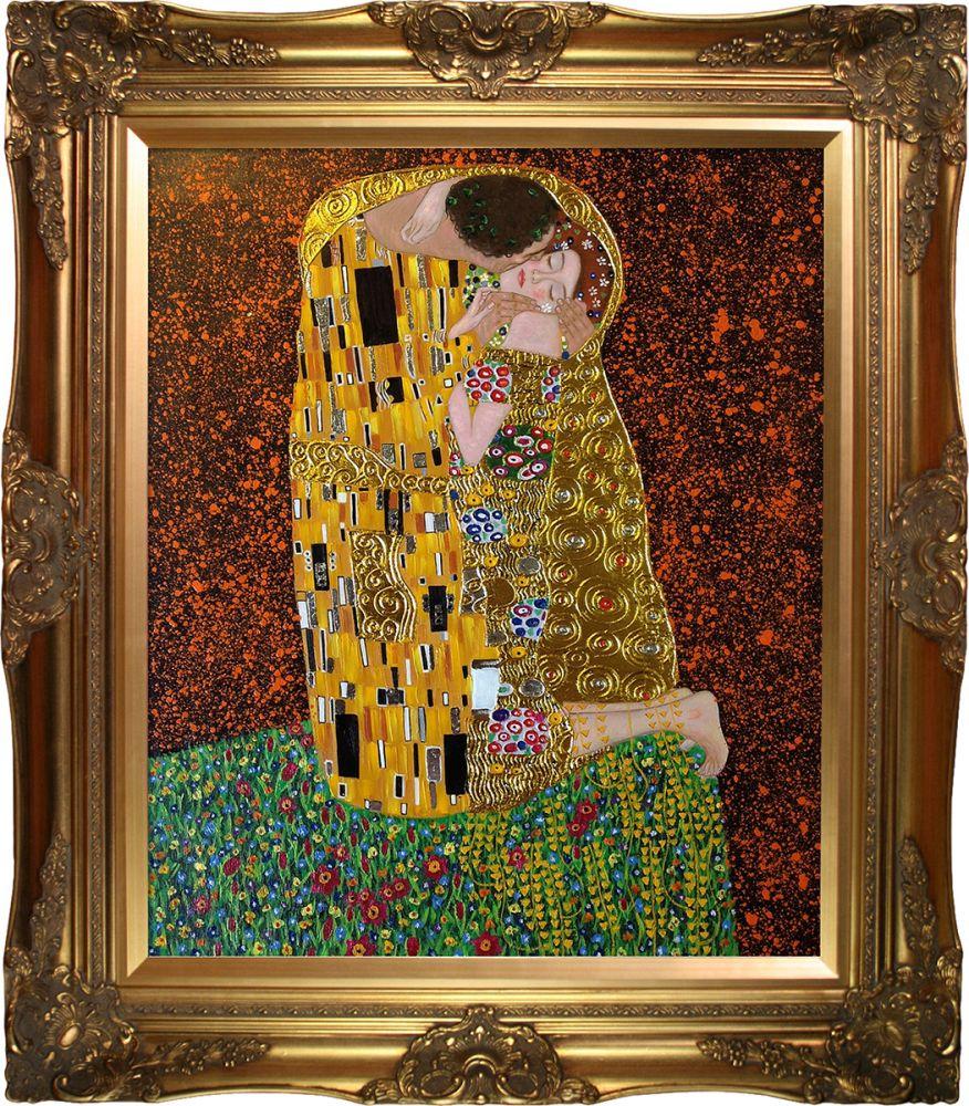 The Kiss (Full View - Luxury Line) Pre-Framed - Victorian Gold Frame 20"X24"