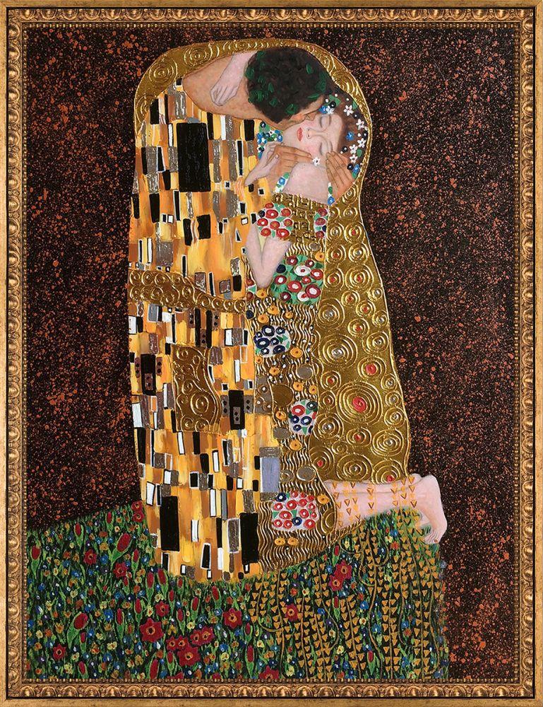 The Kiss (full view - Luxury Line) Pre-Framed - Versailles Gold Frame 30" X 40"