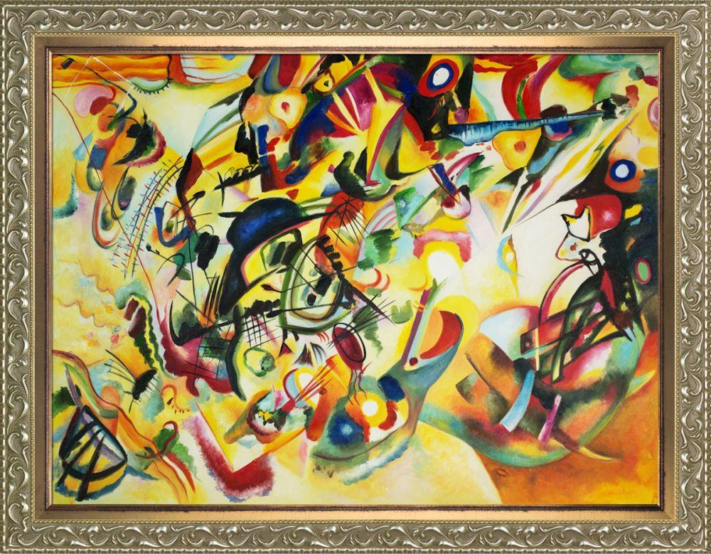 Composition VII, 1913 Pre-Framed - Rococo Silver and Piccino Luminoso Custom Stacked Frame 30" X 40"