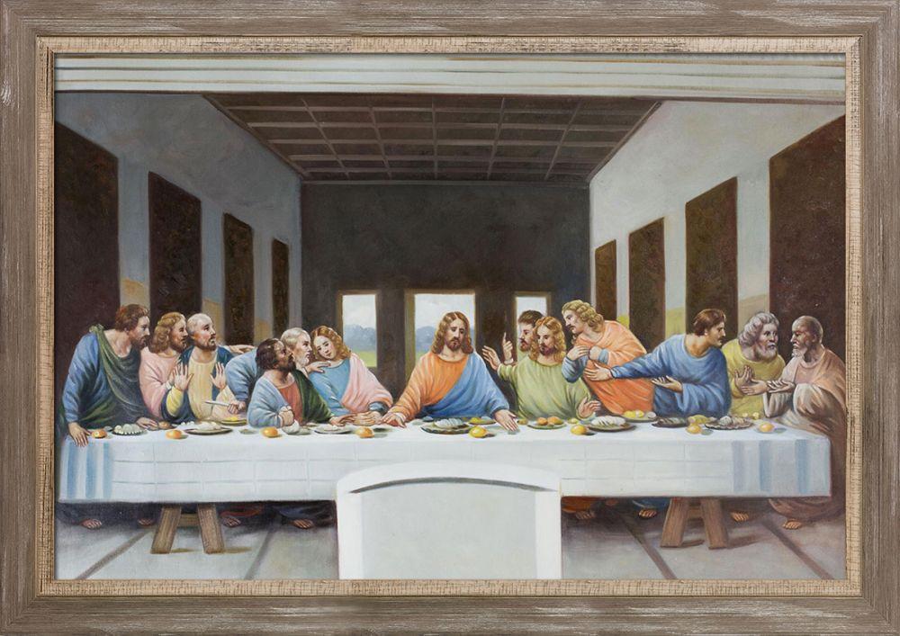 The Last Supper Pre-Framed - Miramar Distressed Charcoal Grey Frame 24" X 36"