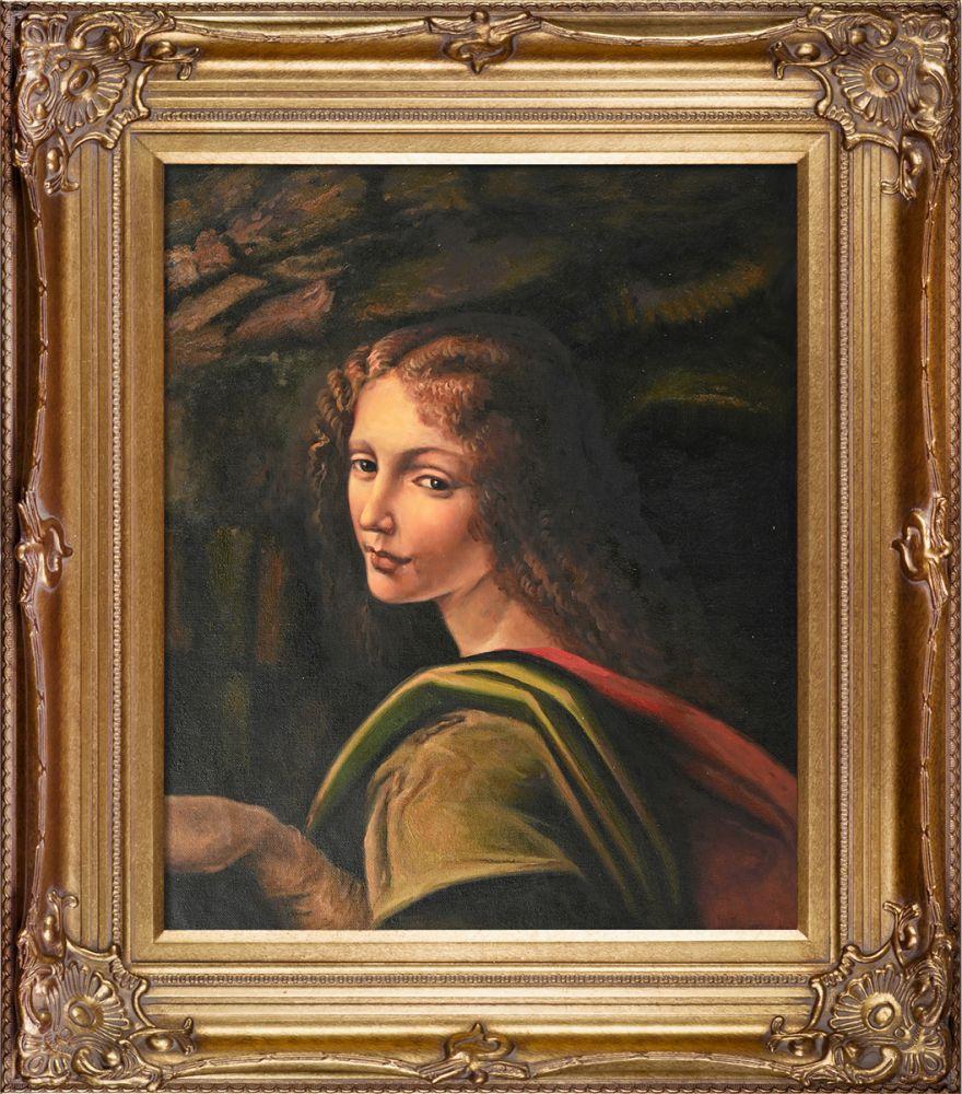 The Virgin of the Rocks (detail - young woman) Pre-Framed - Renaissance Bronze Frame 20"X24"