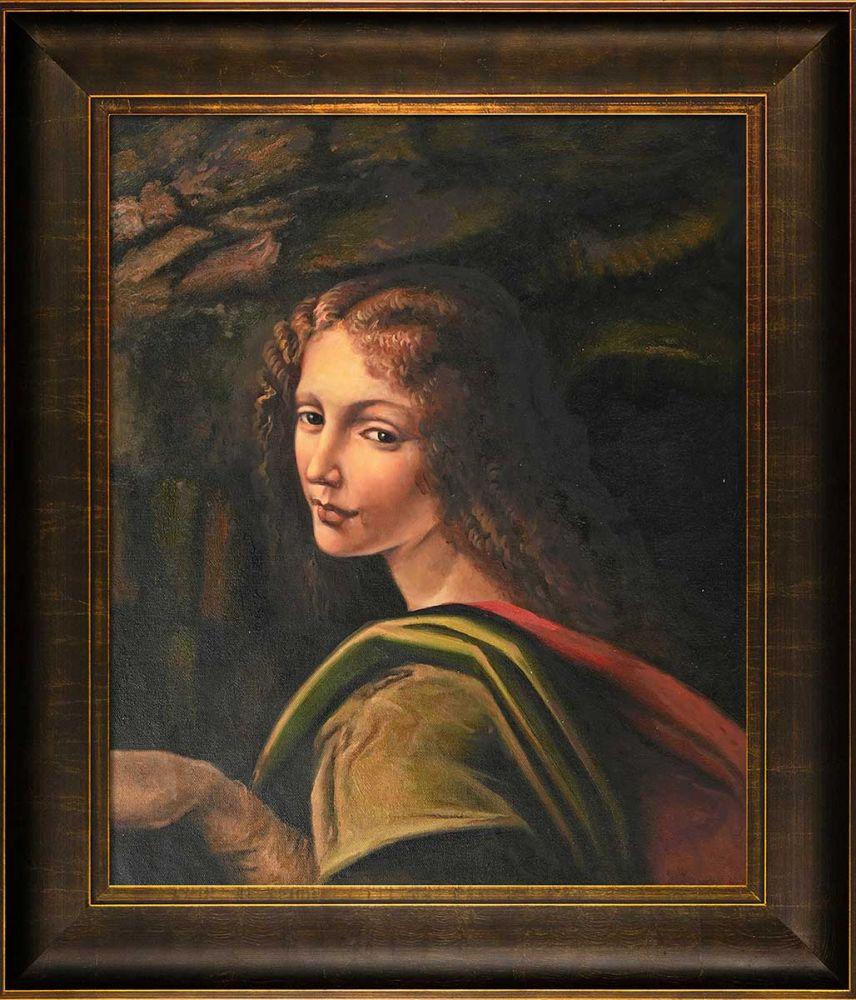 The Virgin of the Rocks (detail - young woman) Pre-Framed - Veine D'Or Bronze Scoop Frame 20"X24"