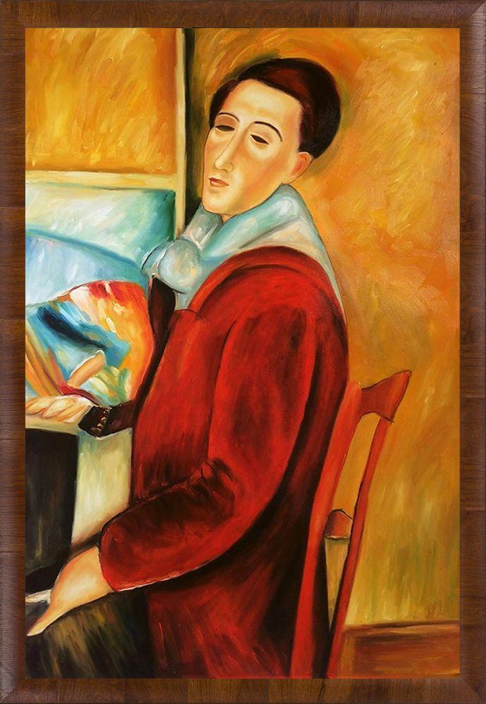 Modigliani, Self-Portrait Pre-Framed - Panzano Olivewood Frame 24" X 36"