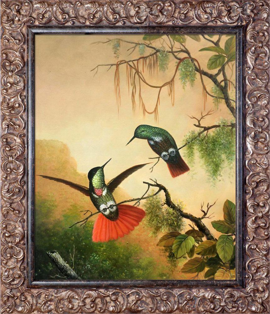 Two Hooded Visorbearer Hummingbirds Pre-Framed - Brasovia Frame 20"X24"