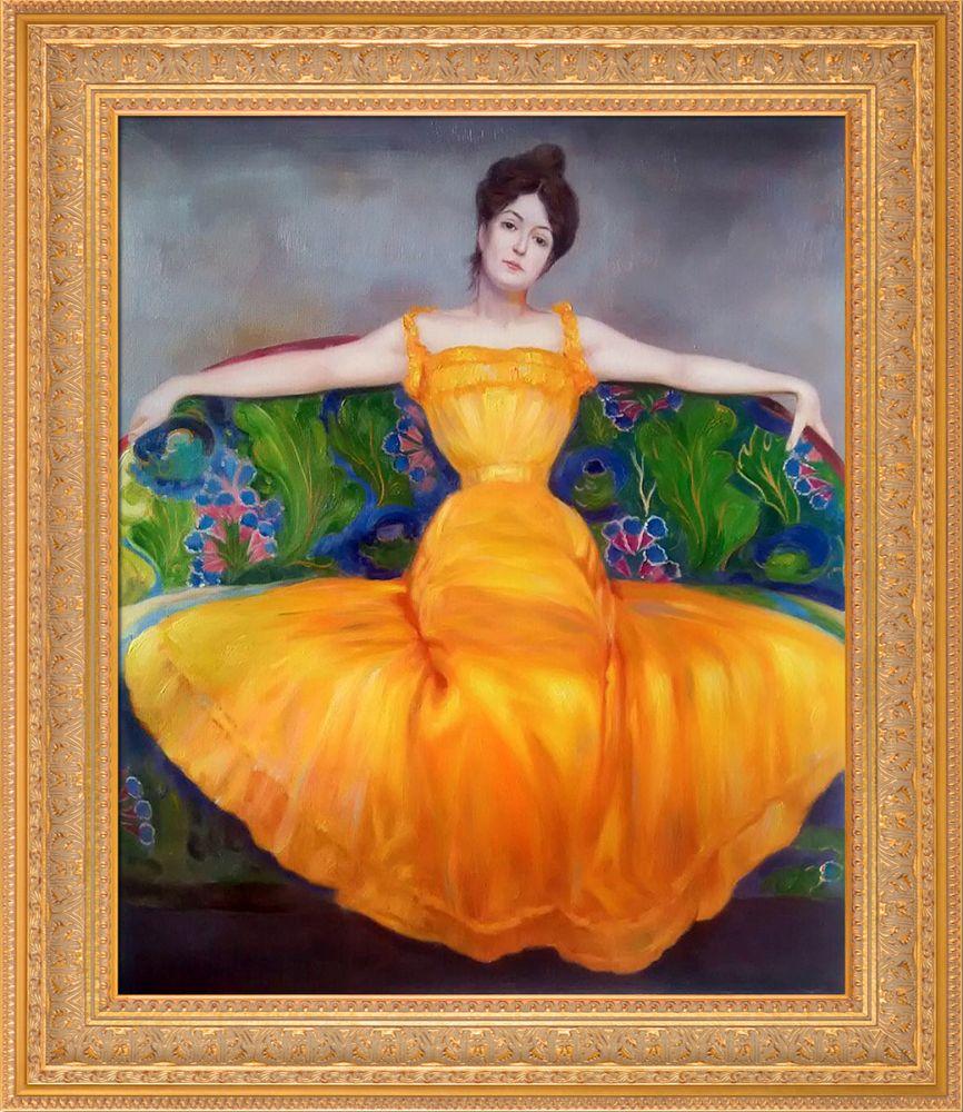 Lady in Yellow Dress Pre-Framed - Sovereign Frame 20" X 24"