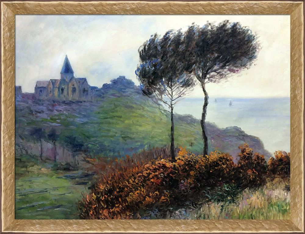 The Church at Varengeville, Grey Weather Pre-Framed - Gold Luna Frame 30"X40"