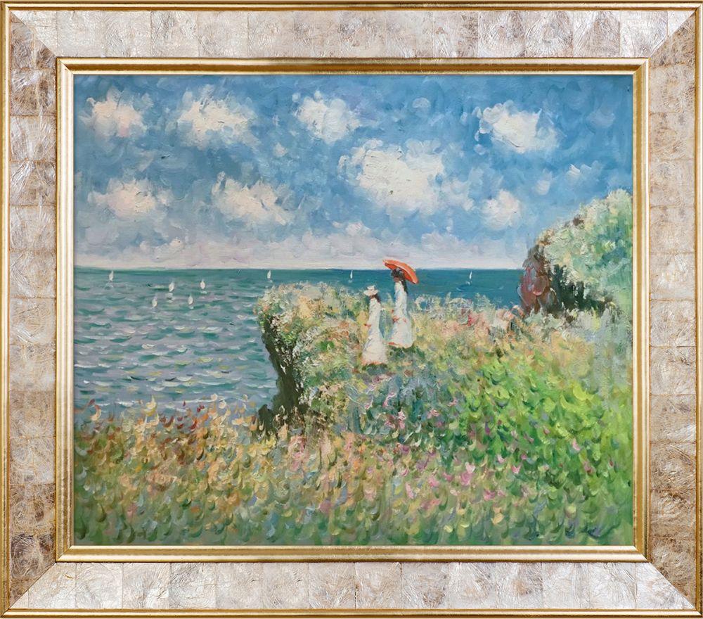 Cliff Walk At Pourville Pre-Framed - Gold Pearl Frame 20" X 24"