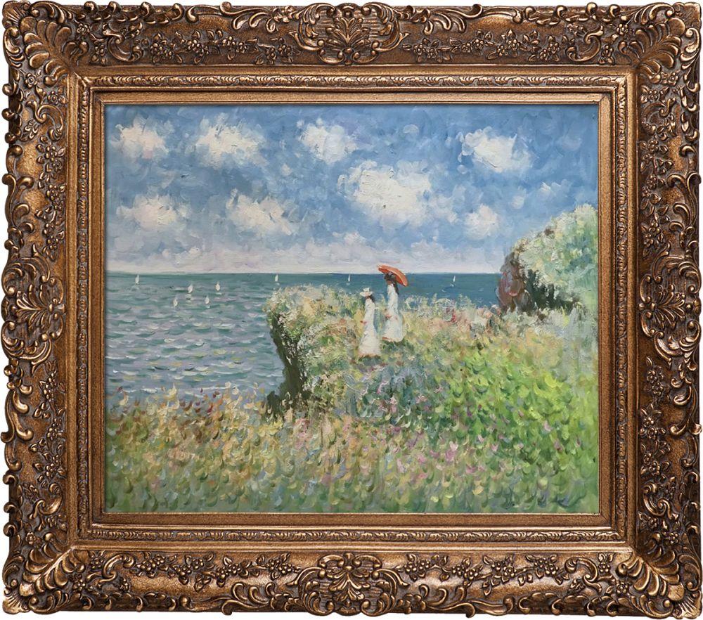 Cliff Walk At Pourville Pre-Framed - Burgeon Gold Frame 20"X24"