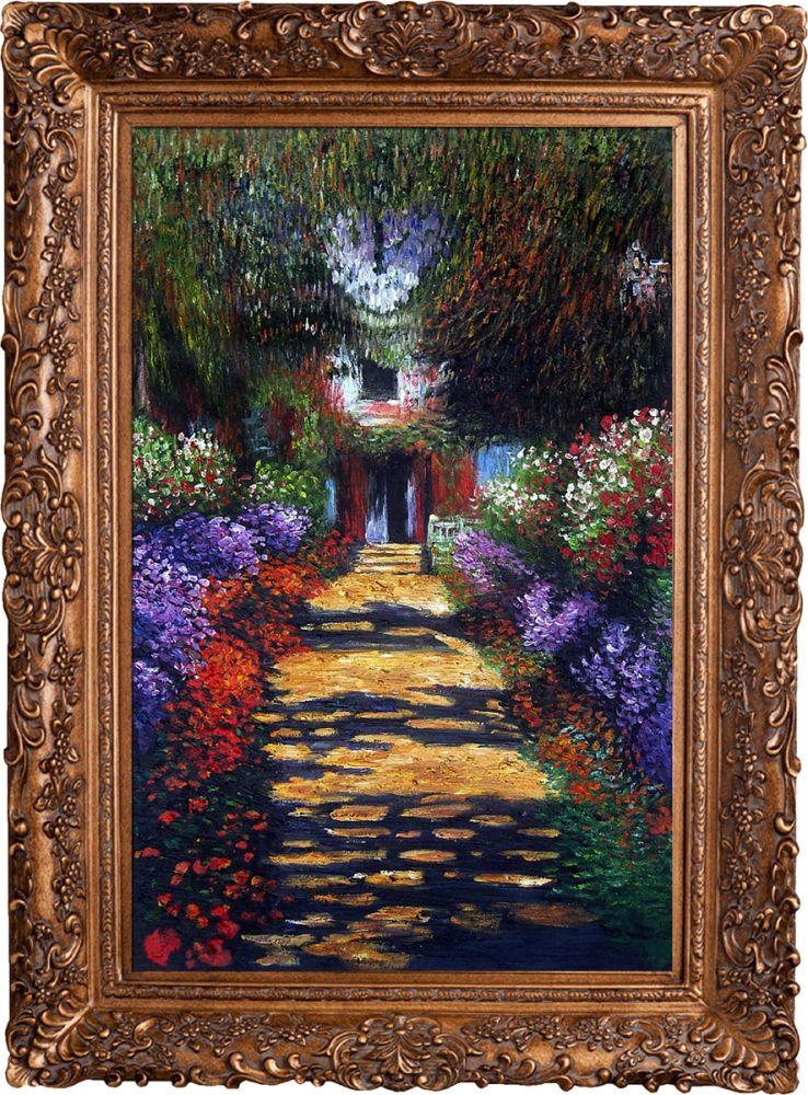 Garden Path at Giverny Pre-Framed - Burgeon Gold Frame 24"X36"