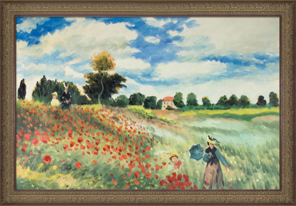 Poppy Field In Argenteuil Pre Framed Claude Monet Victorian Bronze Frame X