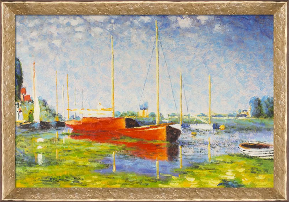 Red Boats at Argenteuil Pre-Framed - Gold Luna Frame 24"X36"