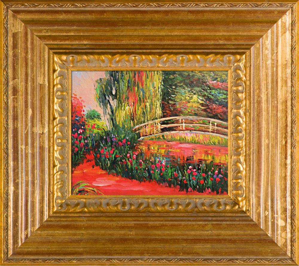 The Japanese Bridge (The Water Lily Pond) Pre-Framed - Vienna Gold Leaf Frame 8"X10"