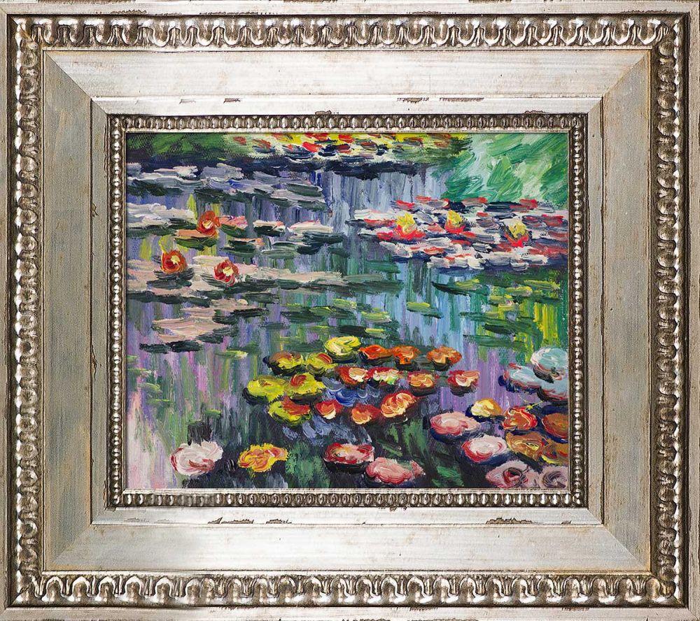 Water Lilies (pink) Pre-Framed - Versailles Silver King Frame 8" X 10"