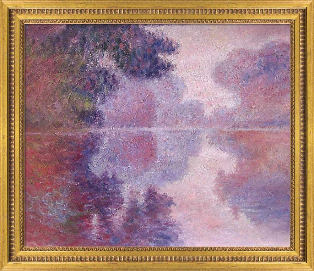 Misty Morning on the Seine (pink) Pre-Framed - Versailles Gold Queen Frame 20" X 24"