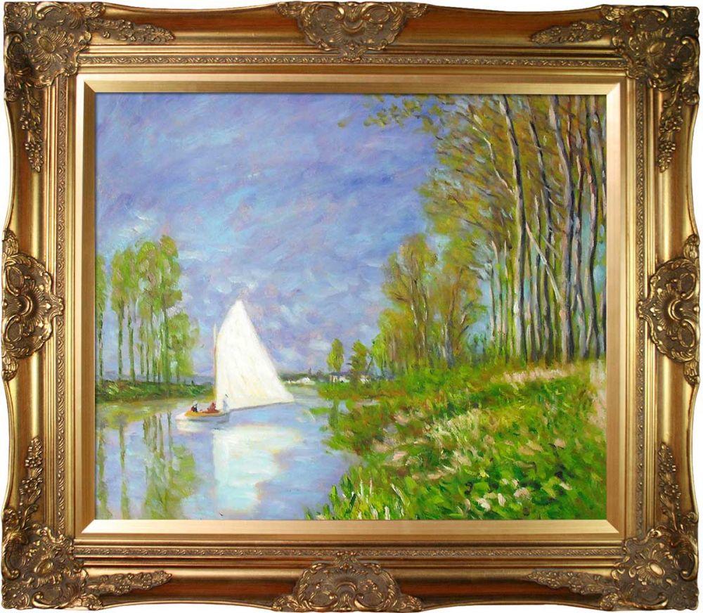 Small Boat on the Small Branch of the Seine at Argenteuil Pre-Framed - Victorian Gold Frame 20"X24"