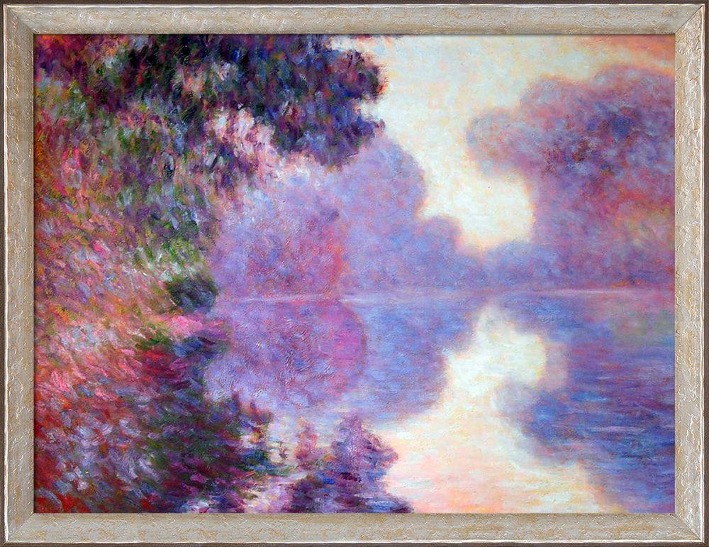 Misty Morning on the Seine (pink), 1897 Pre-Framed - Silver Luna Frame 30"X40"