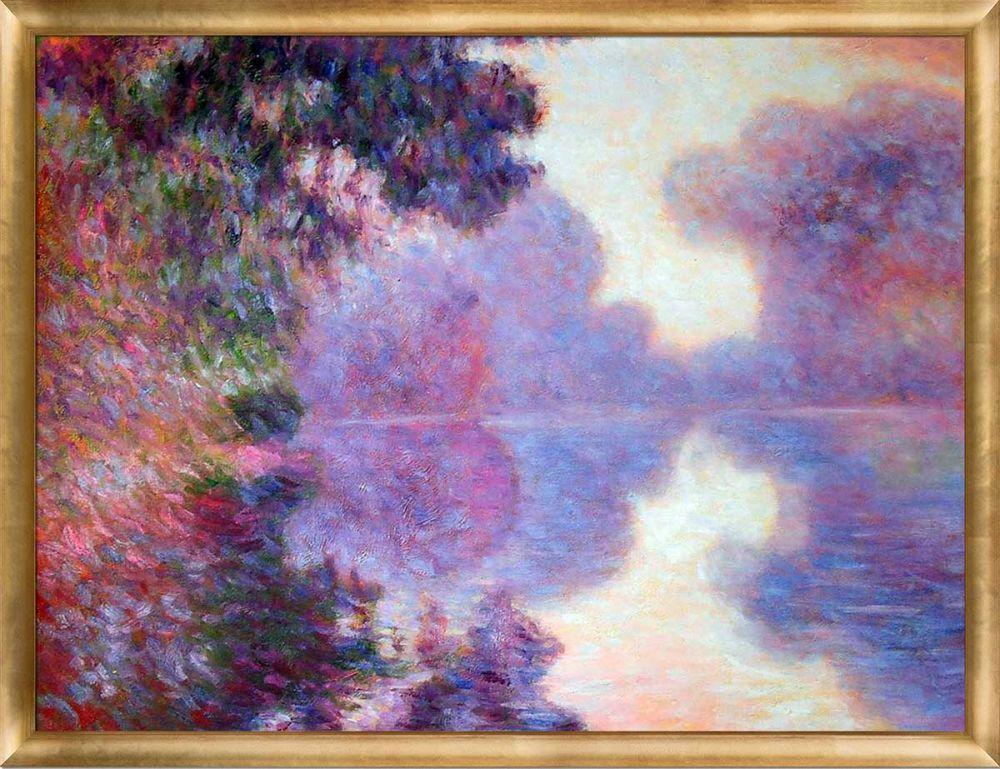 Misty Morning on the Seine (pink), 1897 Pre-Framed - Gold Luminoso Frame 30"x40"