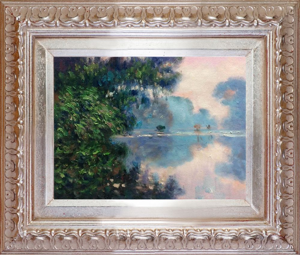 Morning on the Seine Near Giverny Pre-Framed - Elegant Champagne Frame 8X10