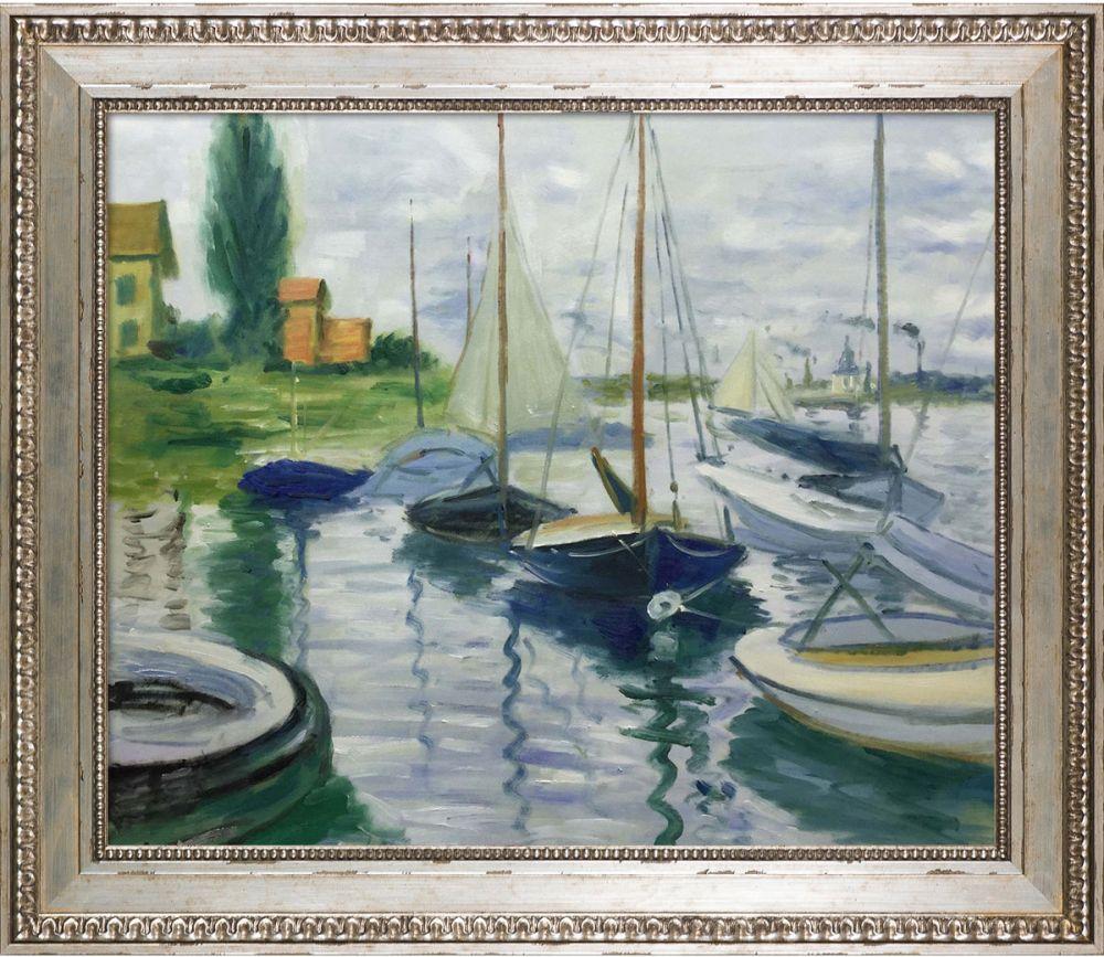 Boats At Rest, At Petit-Gennevilliers Pre-Framed - Versailles Silver King Frame 20" X 24"