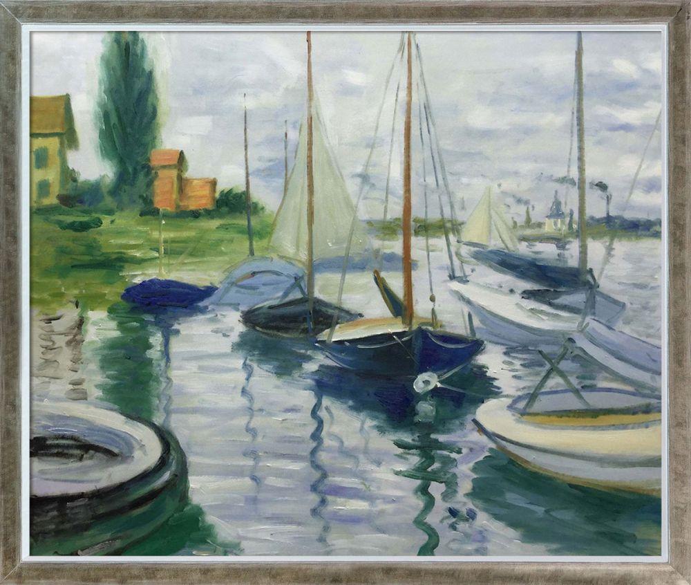Boats At Rest, At Petit-Gennevilliers Pre-Framed - Champagne Silhouette Frame 20" X 24"
