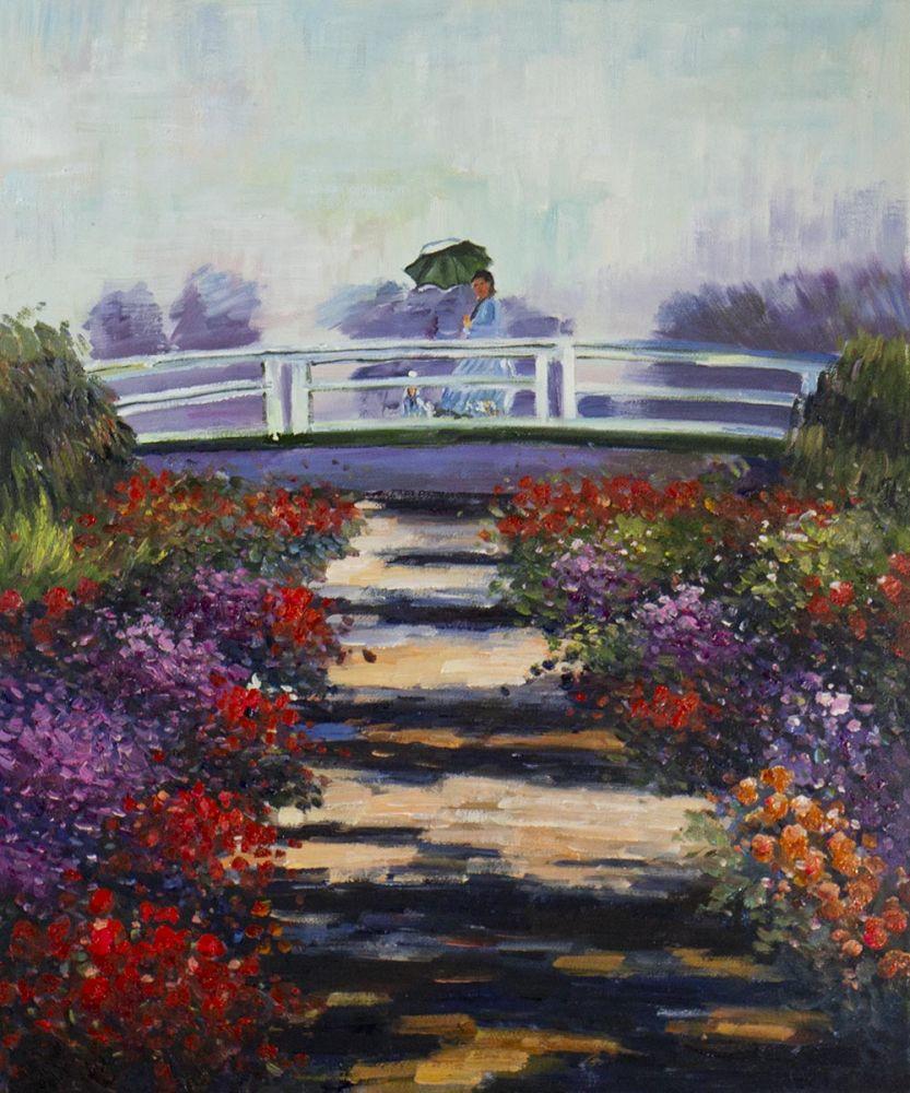 Madame Monet on the Bridge at Giverny