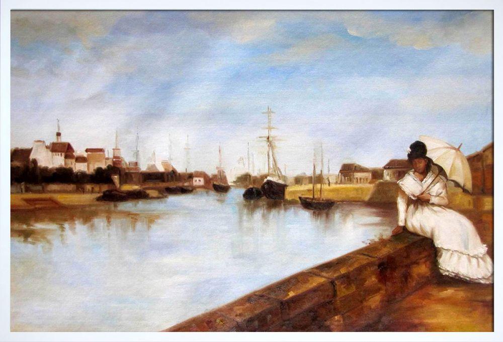 The Harbor at Lorient Pre-Framed - Studio White Wood Frame 24"X36"
