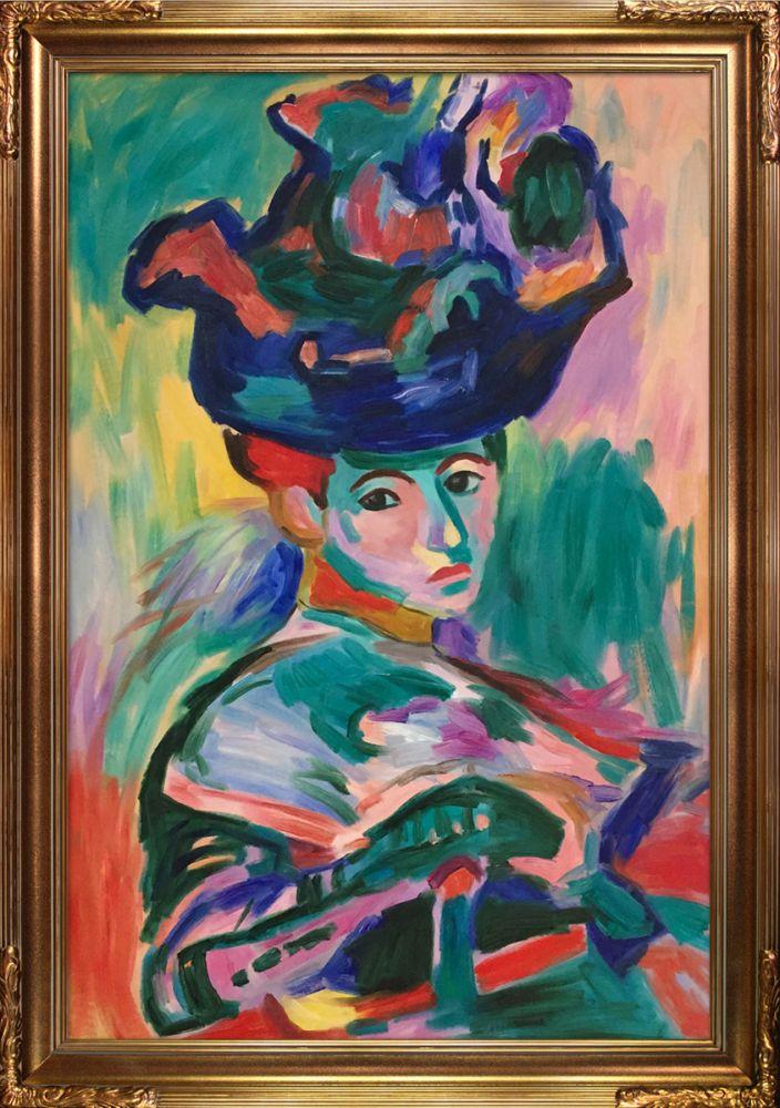 Woman with a Hat Pre-Framed - Florentine Gold Frame 24"X36"