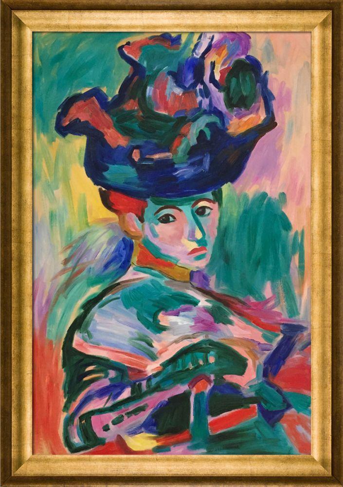 Woman with a Hat Pre-Framed - Athenian Gold Frame 24"X36"