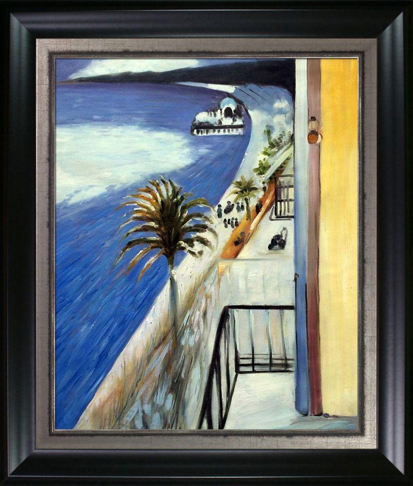 The Bay of Nice, 1918 Pre-Framed - Black Matte and Burnished Silver Custom Stacked Frame 20" X 24"