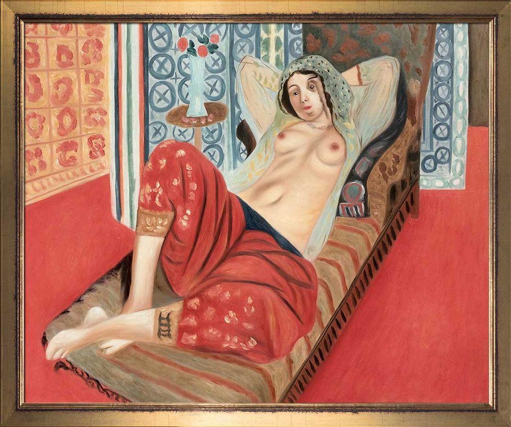 Odalisque with Red Pants Pre-Framed - Burnished Gold Frame 20" X 24"