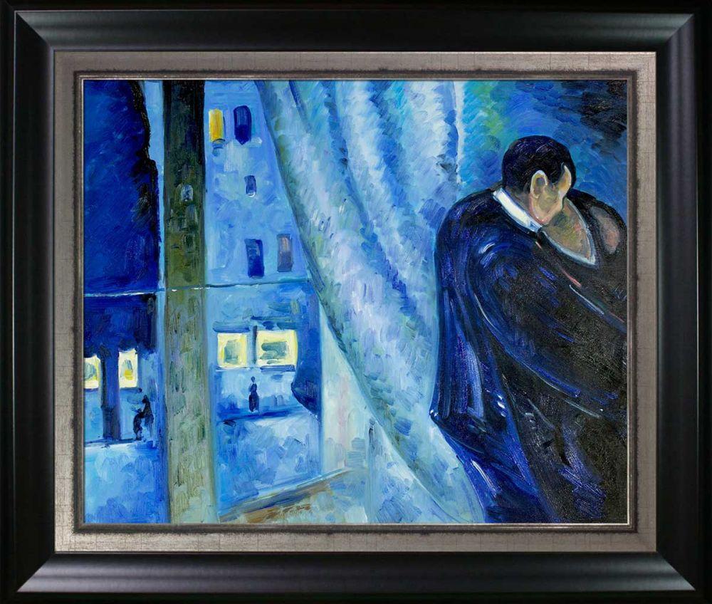 Kiss by the Window, 1892 Pre-Framed - Black Matte and Burnished Silver Custom Stacked Frame 20" X 24"