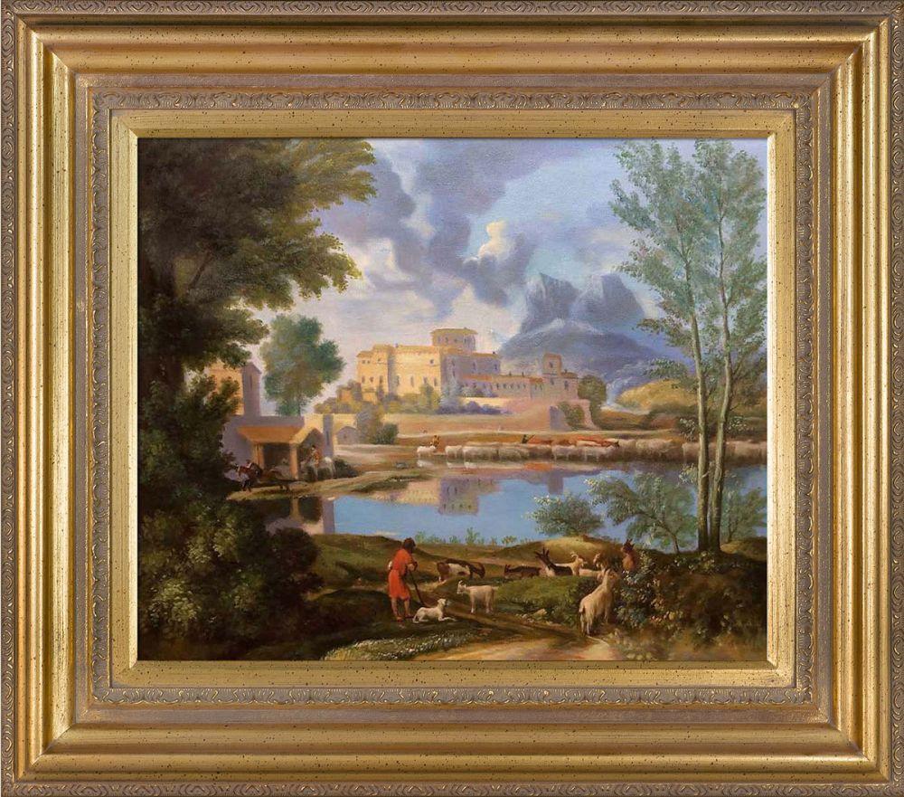 Landscape with a Calm, 1650-1651 Pre-Framed - Mediterranean Gold Frame 20"X24"