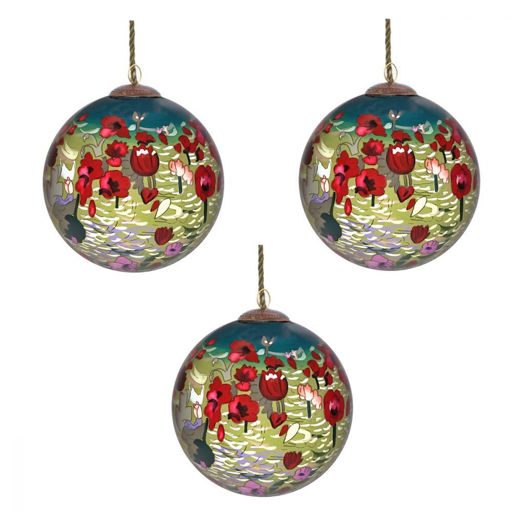 Poppies Glass Ornament Collection (Set of 3)