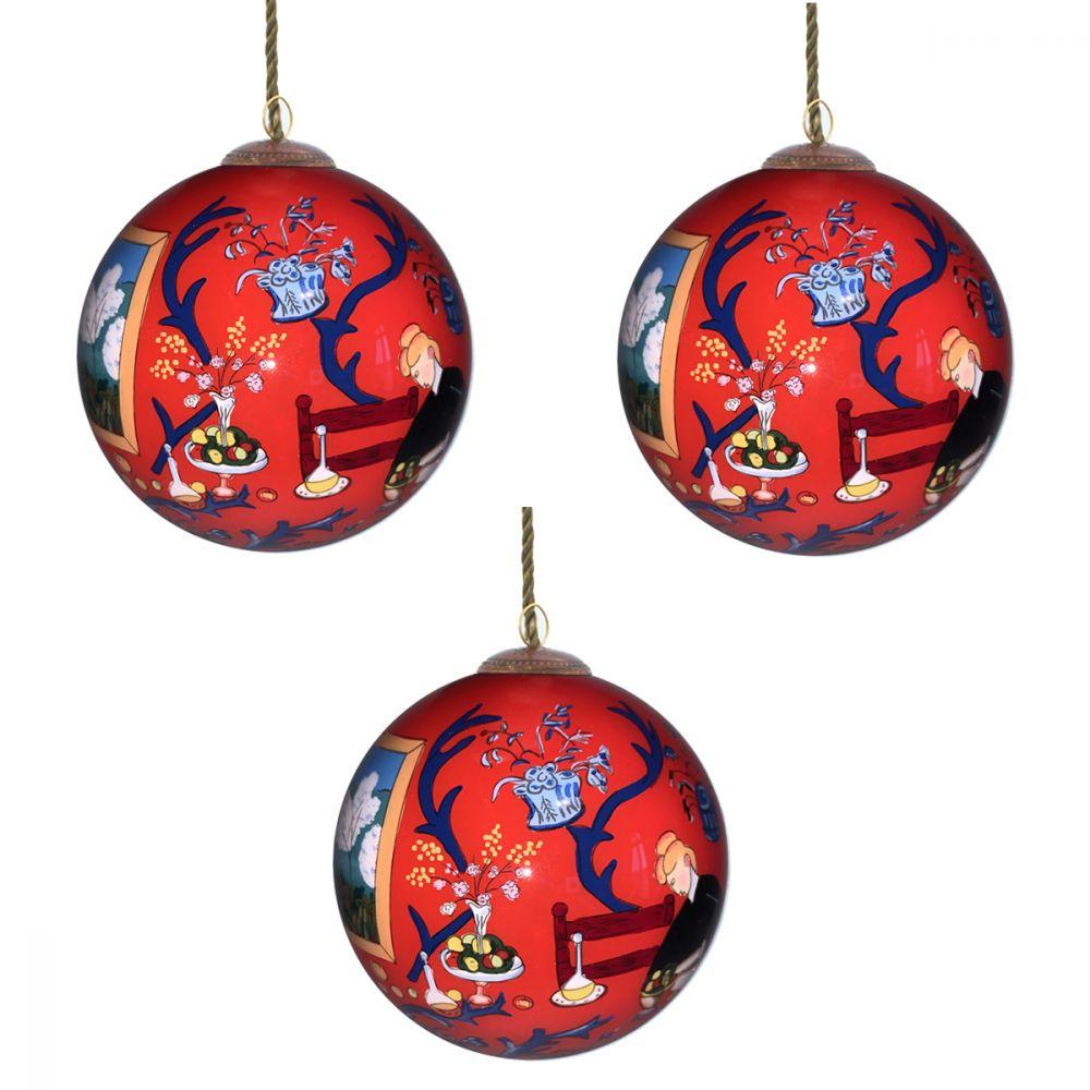 Red Room (Harmony in Red) Glass Ornament Collection (Set of 3)