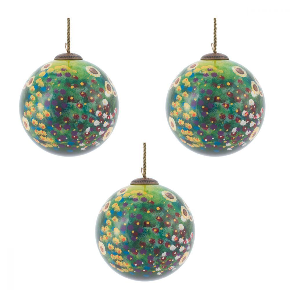 Farm Garden with Sunflowers Glass Ornament Collection (Set of 3)