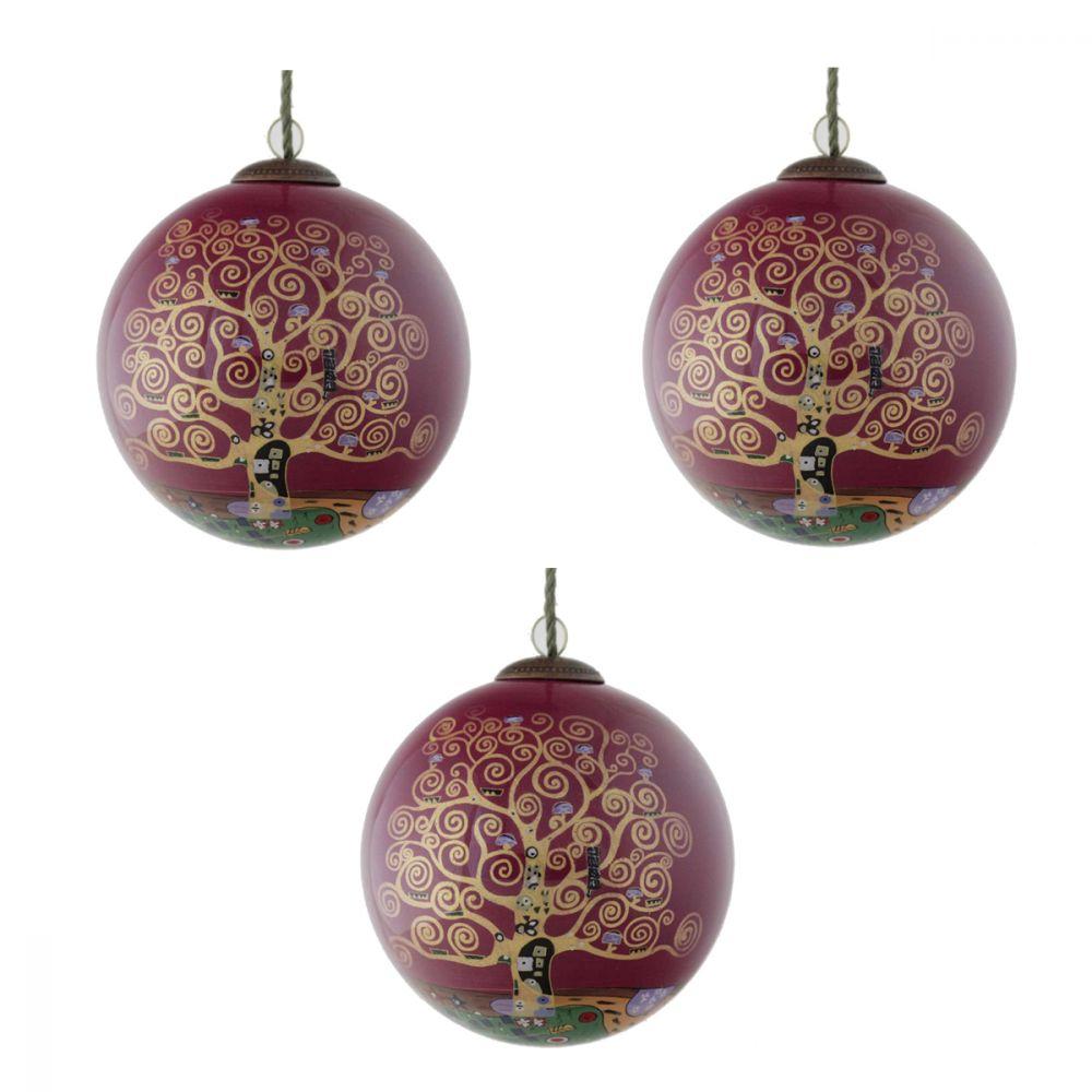 Tree of Life (Burgundy) Glass Ornament Collection (Set of 3)
