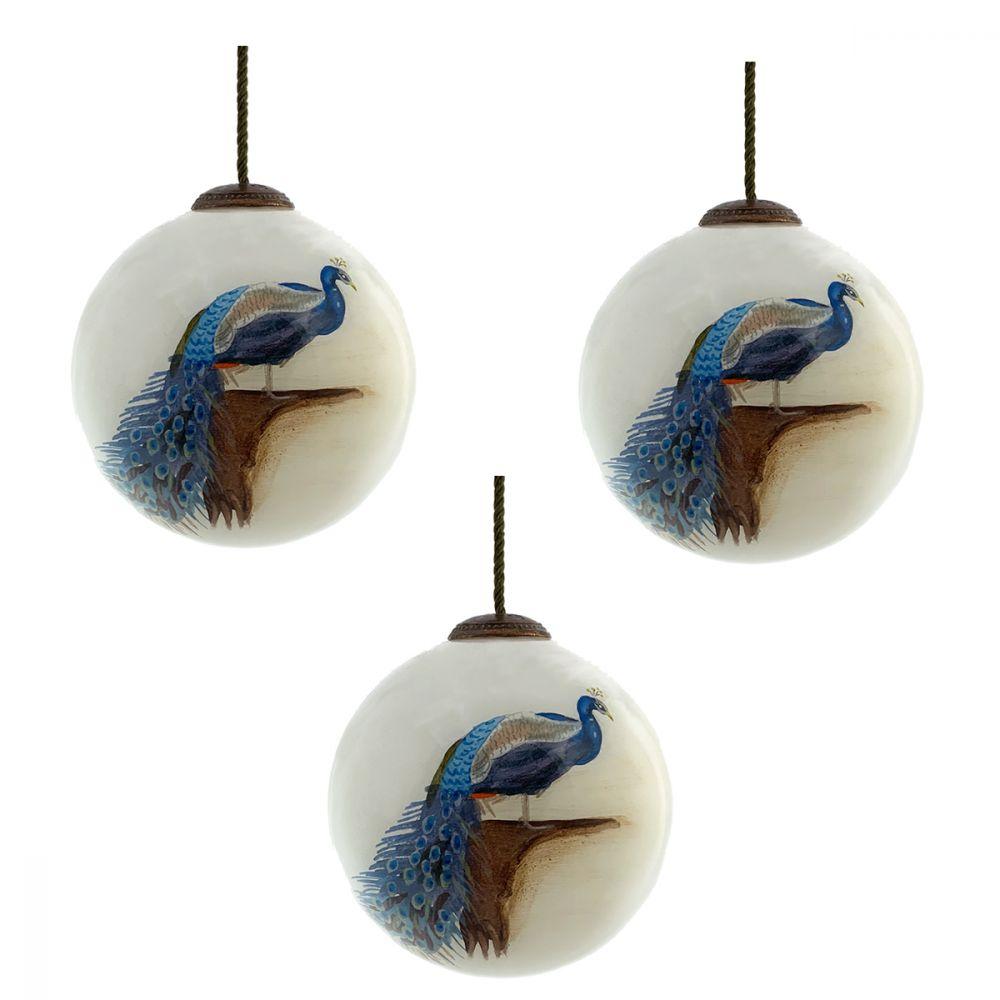 Peacock Glass Ornament Collection (Set of 3)