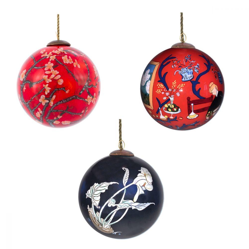 Harmony Red & Blue Glass Ornament Collection (Set of 3)