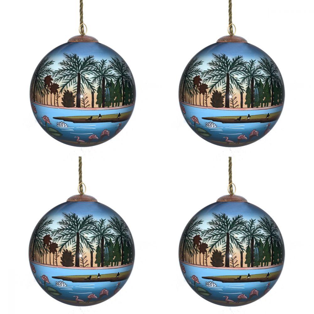The Flamingoes Glass Ornament Collection (Set of 4)